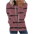 thumbnail image 2 of Pntutb moda mujer manga larga cremallera frente abierto suelta prendas de vestir exteriores blusa estampada abrigo Tops bolsillos blusa con capucha liquidación Pntutb Pntutb-6485, 2 of 5