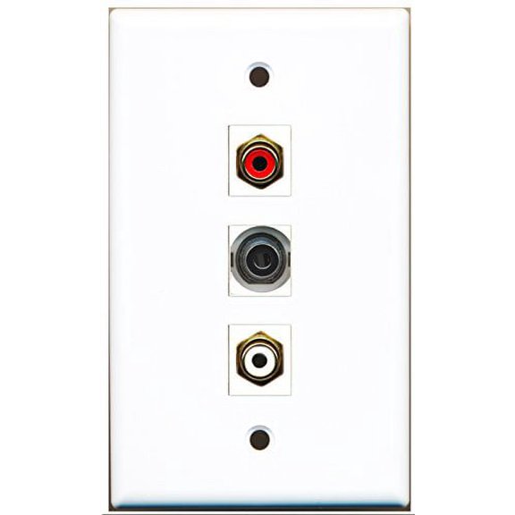 RiteAV - 1 Port RCA Red and 1 Port RCA White and 1 Port 3.5mm Wall Plate