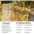 thumbnail image 3 of 23ft Solar Christmas String Lights 50LEDs 8 Modes Waterproof String Fairy Lights for Christmas Holiday Garden Decorations, Warm White, 3 of 11
