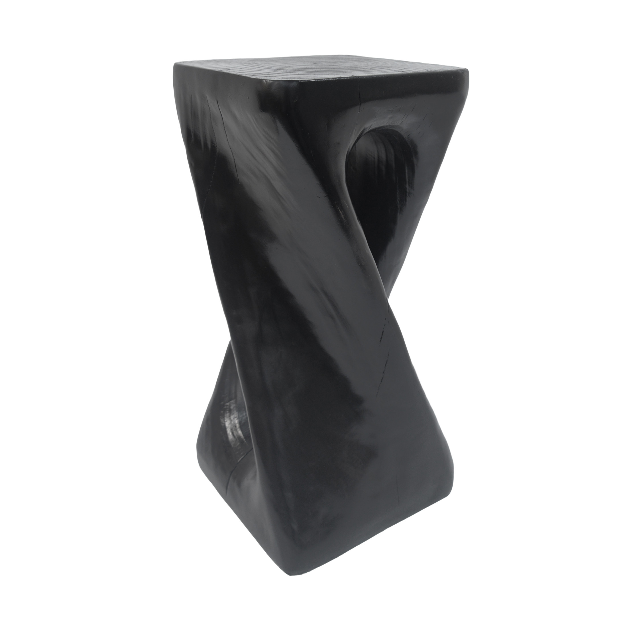 Christopher Knight Home 26.8" Natural Wood Twist Shape Design MGO Outdoor Side Table, Black