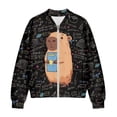 thumbnail image 4 of COEQINE Women's Zip Up Bomber Jacket Casual Stand Collar Cropped Bomber Outfits with Pockets, Fashion Outerwear Varsity Jackets Shackets Fall Coats, 4X-Large, Capybara Science Math, 4 of 7