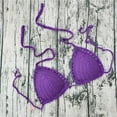 thumbnail image 3 of Bikini Tops For Women Solid Color Lined Casual Handmade Crochet Swimwear Top Only Purple M, 3 of 3