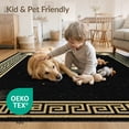 thumbnail image 4 of ODIKA 8'x10' Washable Area Rug Greek Glam Key Border Sparkle Sunburst Round Symmetrical Shimmer for King Size Bedroom Under Bed, Master Suite, Non-Shedding, Easy Care, 4 of 7