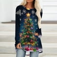 thumbnail image 2 of YUGYXL Women's Xmas Tree Graphic Shirts Oversized Crewneck Long Sleeve Glitter Tunic Blouse Casual Christmas Holiday Pullover C Multicolor XXXL, 2 of 5