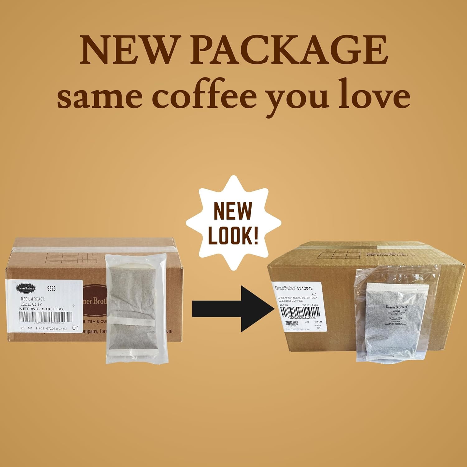 Farmer Brothers Coffee - Ground Medium Roast 2 Oz Filterpack, Individually Wrapped Bulk 40 Pack