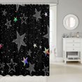 thumbnail image 2 of Manfei Spooky Stars Shower Curtain 72Wx72L,Cute Cartoon Themed Bathroom Curtain,Black Gray, 2 of 5