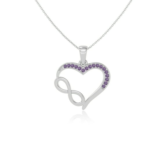 Natural Amethyst Infinity Heart Pendant Necklaces for Women in Sterling Silver, February Birthstone Jewelry Gifts for Her Birthday, Wedding Anniversary, Mothers Day ,Christmas, Graduation,Valentines