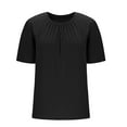 thumbnail image 6 of Women's Dressy Tops with Pleats Crew Neck Flutter Short Sleeves Summer Casual T-shirts Flowy Tees Blouses (S, Black), 6 of 7