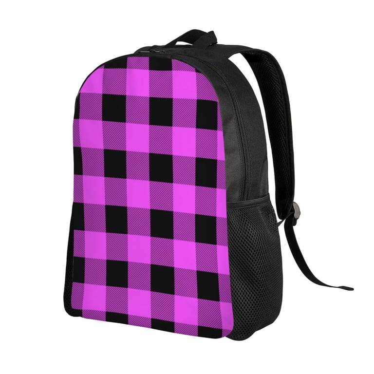 Fotbe Purple Black Buffalo Plaid Travel Laptop Backpack  display picture 3