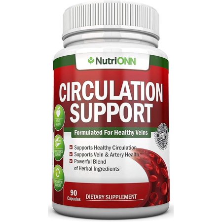 Blood Circulation Support - All Herbal Supplement For Healthy Blood Flow, Arteries & Veins - Promotes Leg Comfort - With Hawthorn, Niacin, L-Arginine, Butcher’s Broom, Cayenne Pepper, Horse Chestnut