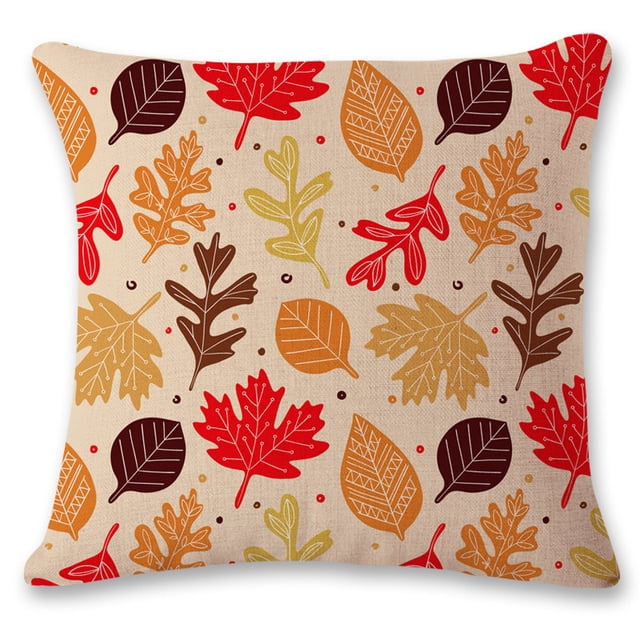 Set of 1 Rustic Farmhouse Leaves Decor Linen Throw Pillow Cases Sofa Couch Chair Decorative Cushion Covers 18"x18" / 45x45cm Insert Not Included Style 7