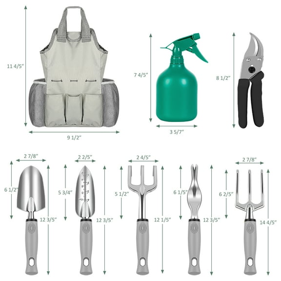 Garden Tool Set 9-Piece Stainless Steel Gardening Tools Kit Including Trowel, Transplanter, Cultivator, Weeder, Pruner for Gardening Enthusiasts