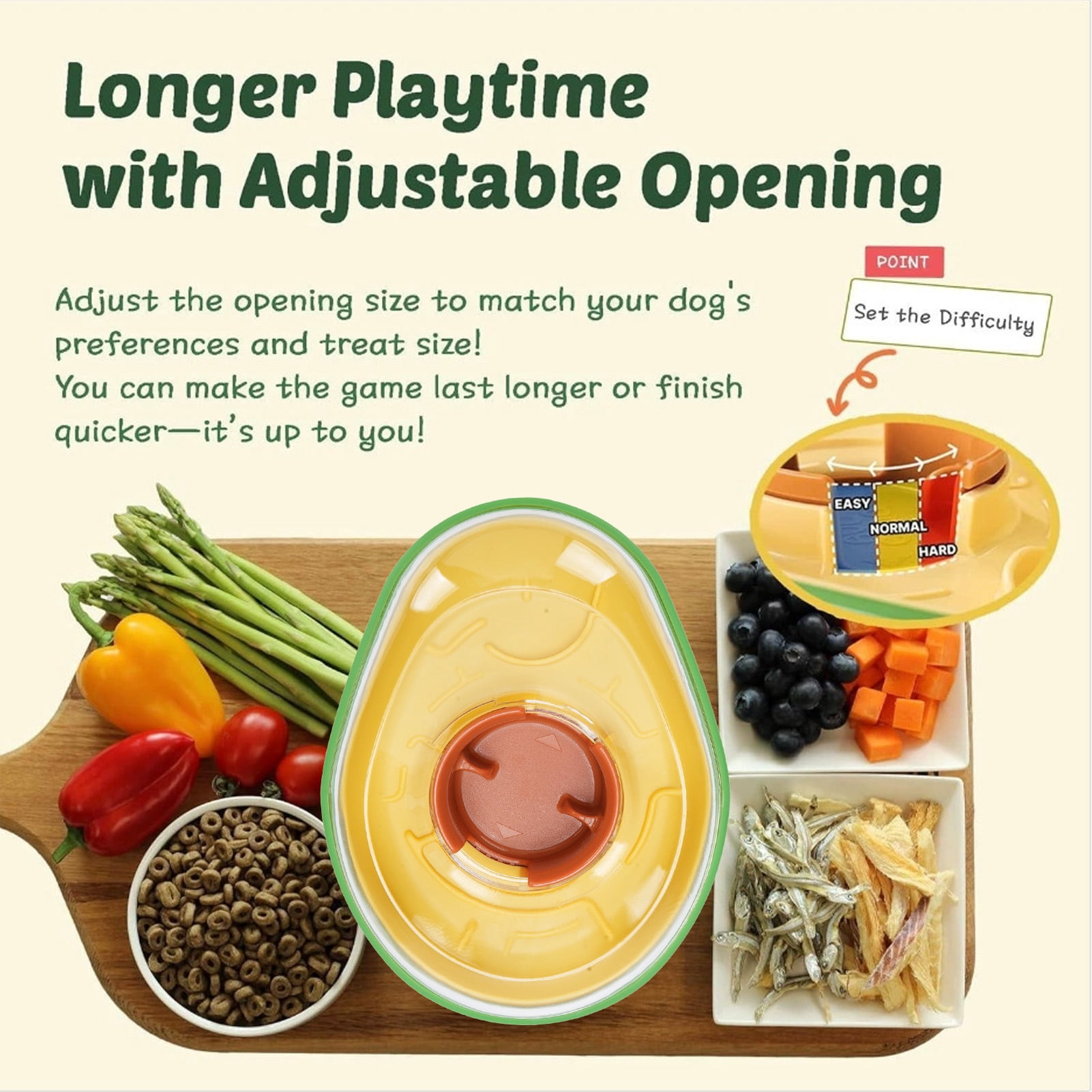 M Buder Avocado Slow Feeder Dog Bowl Plastic Automatic Pet Food Dispenser Puppy Interactive Toy 9.06 inches / 23 cm