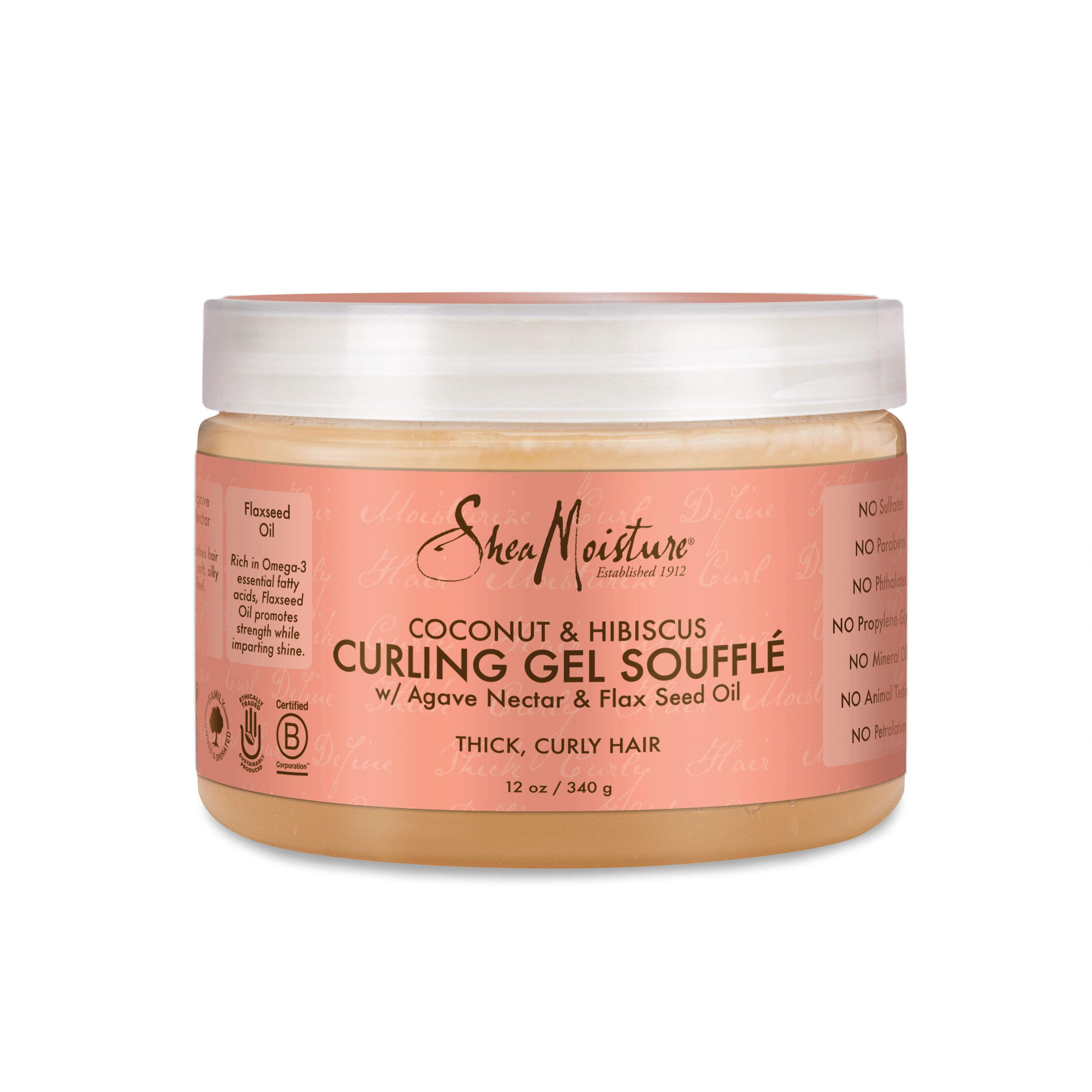 SheaMoisture Frizz Control Curling Gel Souffle Coconut and Hibiscus Sulfate Free for Curly Hair 12oz