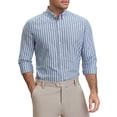 thumbnail image 1 of Camisas de vestir de negocios de manga larga con botones para hombres Inspire Chic, rayas, XL, gris claro, 1 of 6