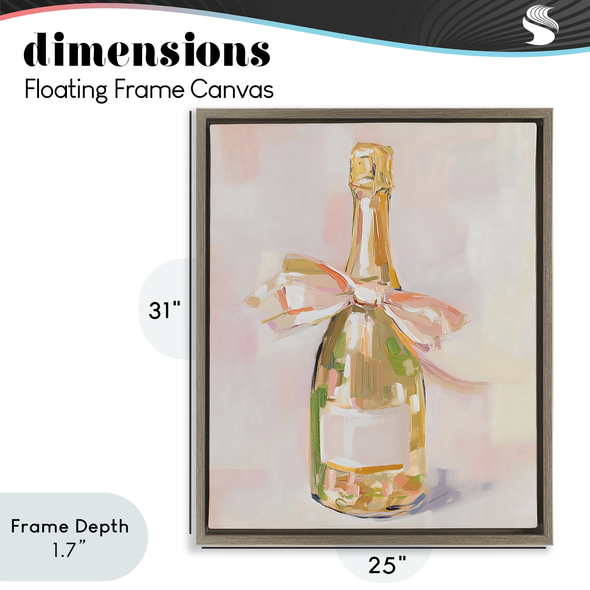 Stupell Industries Pink Champagne Celebration Brown Framed Floater Canvas Wall Art, design by The Prints Vibe