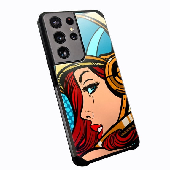 DALUX Hybrid Slim Phone Case Cover Compatible with Samsung Galaxy S22 Ultra 5G (2022) 6.8 inch - Space Girl