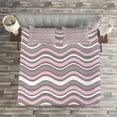 thumbnail image 3 of Ambesonne Geometric Quilted Bedspread Set 3 Pcs, Wavy Stripes Nautical, King Size, Warm Taupe Pink Cream, 3 of 3