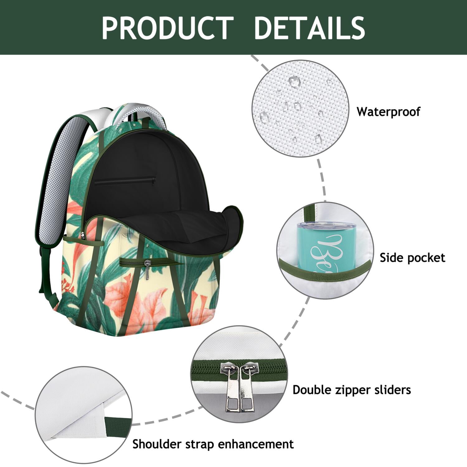 Summer Themed Lightweight Waterproof Backpack, Stylish & Comfortable for Daily Use