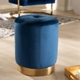 thumbnail image 3 of Bowery Hill Modern Upholstered Velvet Ottoman in Navy Blue and Gold, 3 of 6