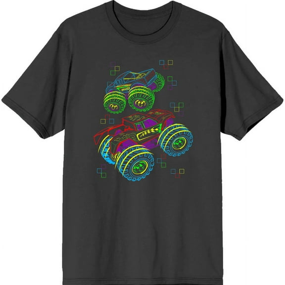 Neon BIg Wheel Trucks Adult Charcoal Crew Neck Short Sleeve Tee-XXL