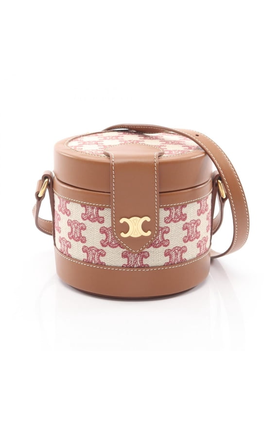 Pre-Owned Celine SMALL TAMBOUR Triomphe Shoulder Bag/Handbag, Canvas and Leather, Women's,...