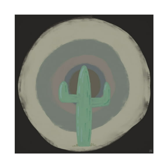Canvas Wall Art - Line and Brush 'Sun Cactus Target' Wall Art for Living Room, Bedroom, or Office Décor by Trademark Fine Art - 14 x 14 Inches