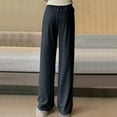thumbnail image 4 of Hvot&aat Wide Leg Pants for Women Loose Drawstring Elastic Waist Casual Pants Soft Knit Sweatpants with Pockets, 4 of 4