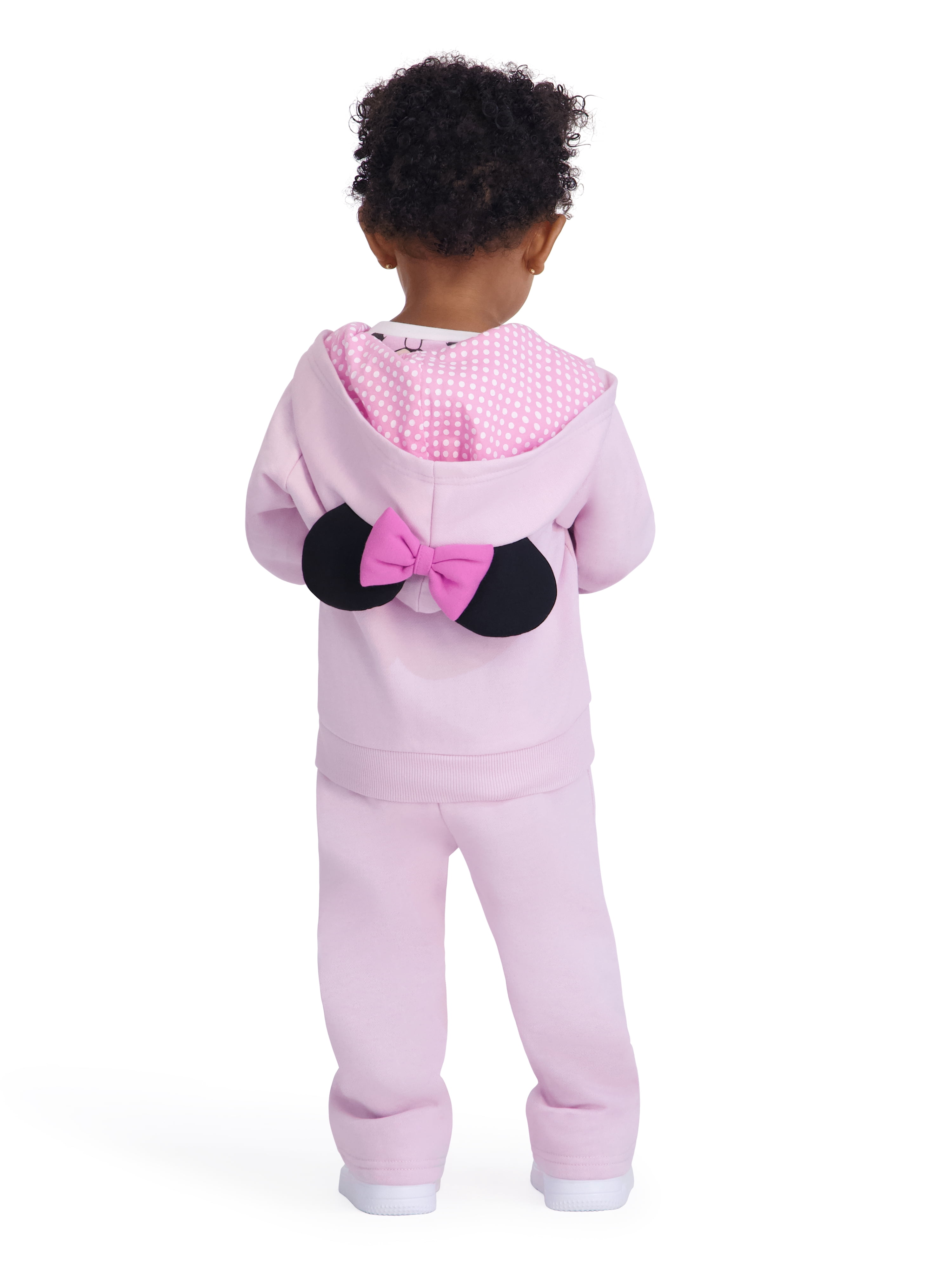 Minnie Mouse Baby Girl 3 Piece Fleece Jogger Set, Sizes 0-24 Months