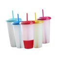 thumbnail image 3 of Tazas de agua de 5 piezas, taza que cambia de color de plástico con tapas de paja, tazas de café reutilizables para bebidas frías tholdsy HA003535-00, 3 of 7