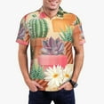 thumbnail image 2 of Balery Succulent And Cactus Printed Men’s Short Sleeve Polo Shirt, Midweight Men's Shirt,Golf Polo shirts -Medium, 2 of 8