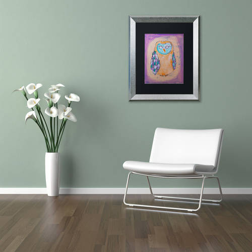 Trademark Fine Art 'Owl I' Canvas Art by Nicole Dietz, Black Matte, Silver Frame