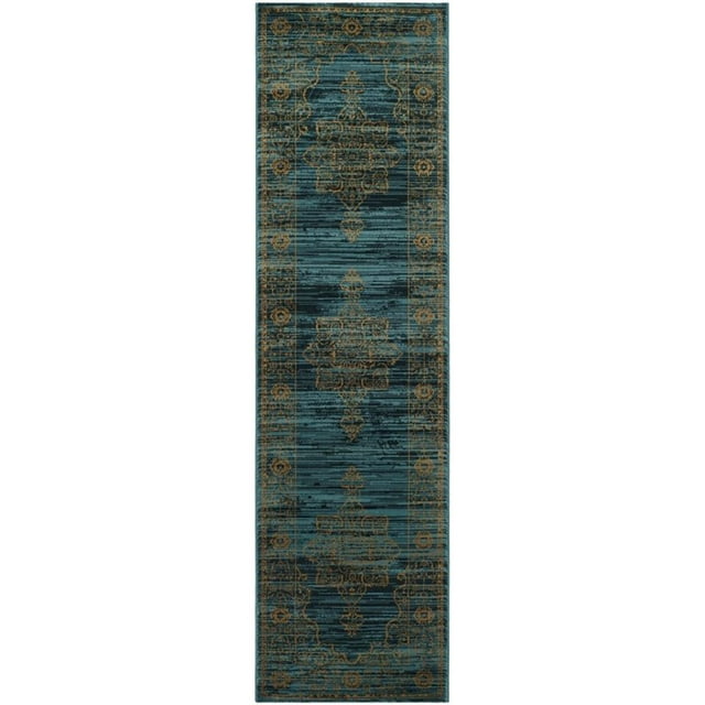 Safavieh Serenity 2'3" X 8' Power Loomed Rug in Turquoise and Gold
