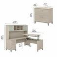 thumbnail image 4 of Bush Furniture Somerset Office Desk with 35"-41" Adjustable Return Hutch and File Cabinet Sand Oak, 4 of 7