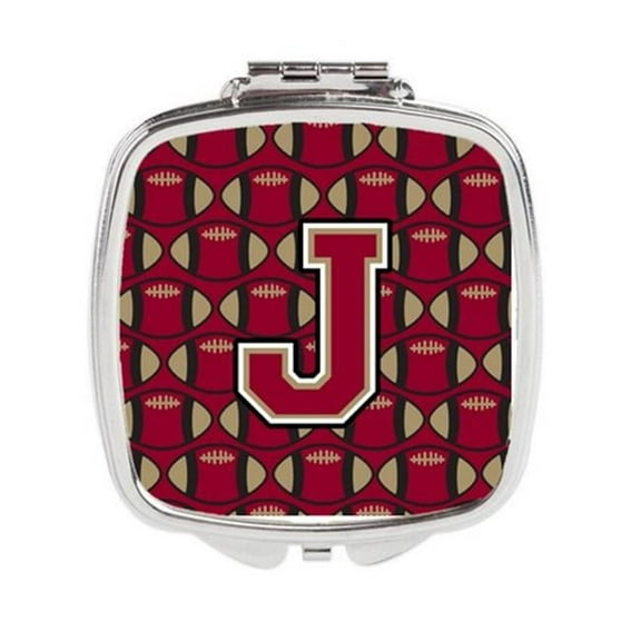 Letter J Football Garnet & Gold Compact Mirror