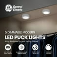 thumbnail image 2 of GE Set of 5 Dimmable Modern Corded Electric Plastic LED Puck Lights, White, 2 of 7
