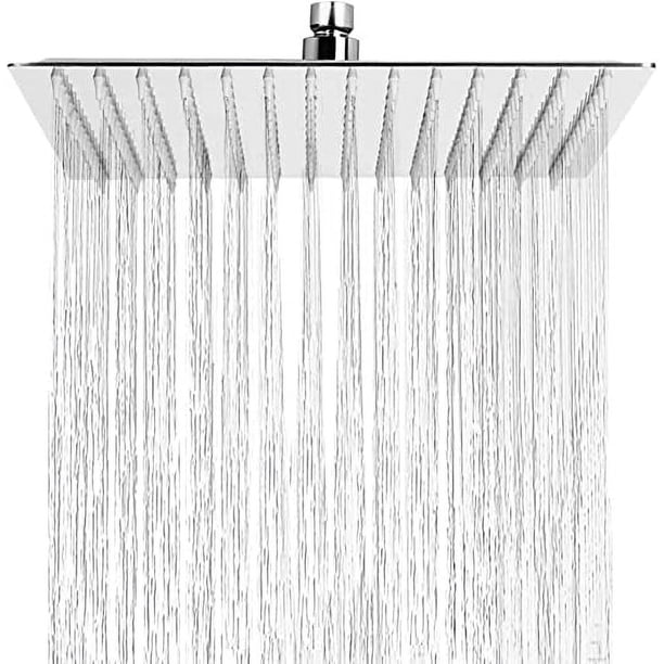 Cabezal de ducha cuadrado antical, cabezal de ducha de lluvia ahorrador de agua con boquilla de acero inoxidable de 30 cm (12 pulgadas) y acabado cromado pulido (espejo).