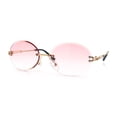 thumbnail image 4 of Mens Luxury Rimless Oval Rich Gangster Metal Rim Sunglasses Gold - Pink, 4 of 8
