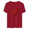 thumbnail image 4 of Cadeau de Saint-Valentin pour Femmes, T-shirt Décontracté à Manches Courtes et Col Rond avec Imprimé Arbre de Noël, 4 of 6