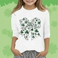 thumbnail image 2 of LUOGENLI T-Shirt pour Filles T-Shirt Graphique pour Filles Jour de la Saint-Patrick Mode Polyvalent Col Rond Manches 3/4 T-Shirt Décontracté Haut Chemises de Pâques pour Filles 2025 Blanc 7-8 Ans, 2 of 4