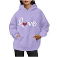 thumbnail image 5 of SEAOPEN Overstock Clearance Young Adult Heart Print Hoodies Teen Girls Graphic Sweatshirts with Pocket 2025 Fall Drawstring Hoodie Tops Lightweight Sweatshirt Purple,XL, 5 of 7