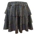 thumbnail image 3 of Pandaie Girls' Sparkle Metallic Skirts Layers Ruffle Sequin Tutu Dance Skort High Waist Athletic Activewear for Kids Performance Black 13-14T, 3 of 4