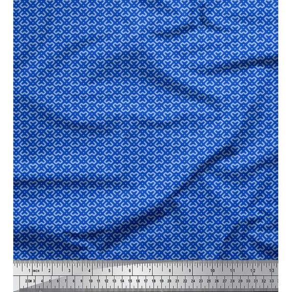 Soimoi Rayon Crepe Fabric Dot & Geometric Small Decor Fabric Printed Yard 46 Inch Wide