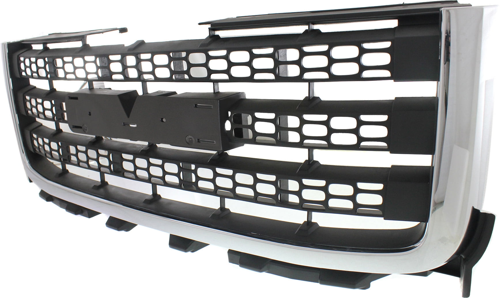 Grille Assembly Compatible With 2011-2014 GMC Sierra 2500 HD 3500 Chrome Shell with Textured Black Insert