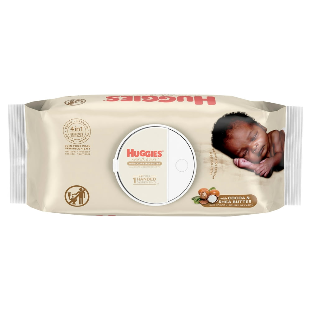 Huggies Nourish &amp; Care Scented Baby Wipes, 8 Push Button