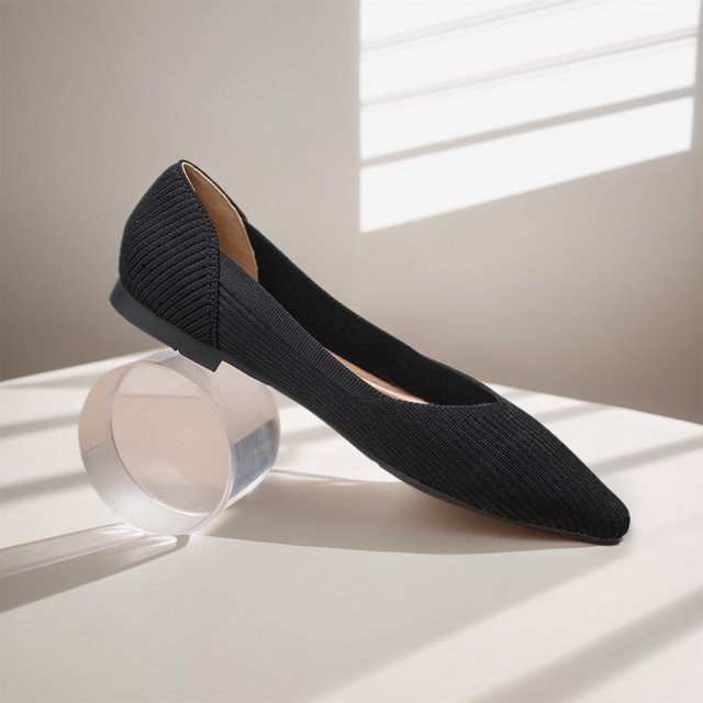Mocasines de punto con punta en punta para mujer zapatillas de ballet cómodas para ir de compras al trabajo de oficina