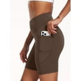 thumbnail image 3 of NELEUS Womens 8" High Waist Spandex Shorts Yoga Workout Biker Athletic Shorts with Pockets,Coffee Brown,US Size M, 3 of 9