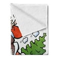 thumbnail image 2 of Christmas Soft Flannel Fleece Throw Blanket, Reindeer Racing in Red Vintage Car with Xmas Tree Horn Santa Hat Winter, Cozy Plush for Indoor and Outdoor Use, 50" x 60", White Red Green, by Ambesonne, 2 of 5