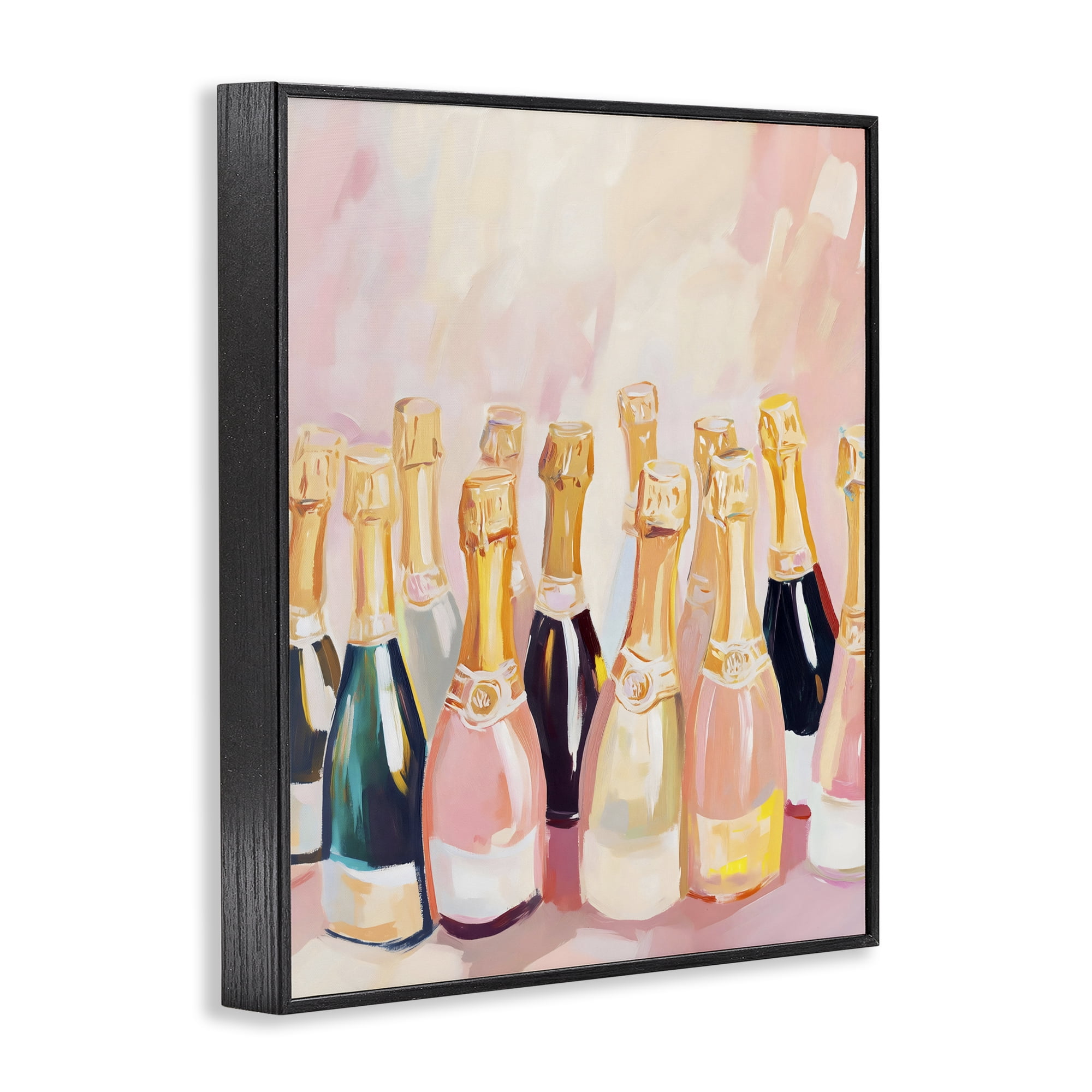 Stupell Industries Blush Champagne Bottles Collection Black Framed Giclee Art, design by The Prints Vibe
