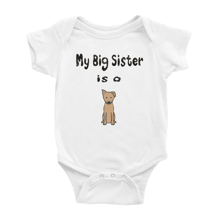 

My Big Sister Is A Chinook Dog Cute Baby Clothing Bodysuits Boy Girl Unisex